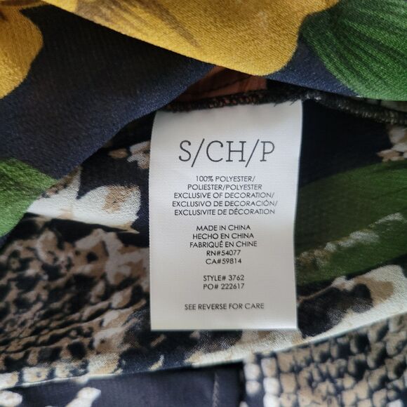 Cabi S Navy Snake Charmer Floral Reptile Print Long Sleeve Buttoned Blouse 693 - Picture 7 of 10